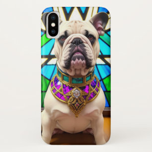 French Bulldog Wearing Ornate Jewel Collar iPhone X Case