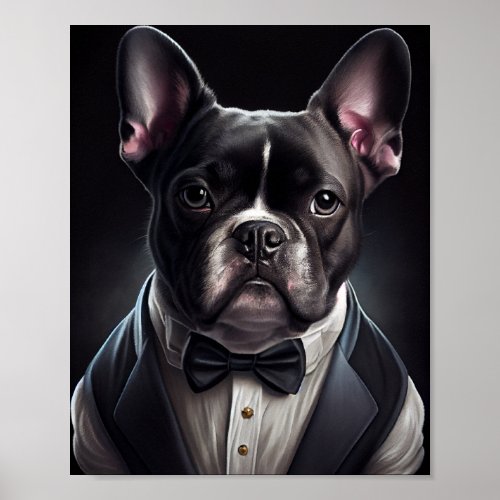French Bulldog Wearing Tuxedo Poster