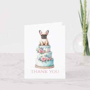 French Bulldog Wedding Cake Letterpress Thank You Card