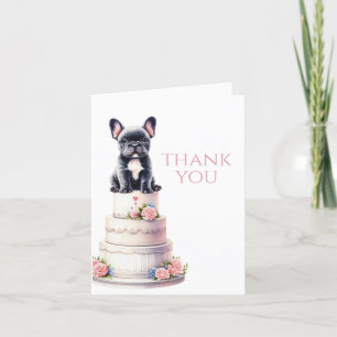French Bulldog Wedding Cake Letterpress Thank You Card