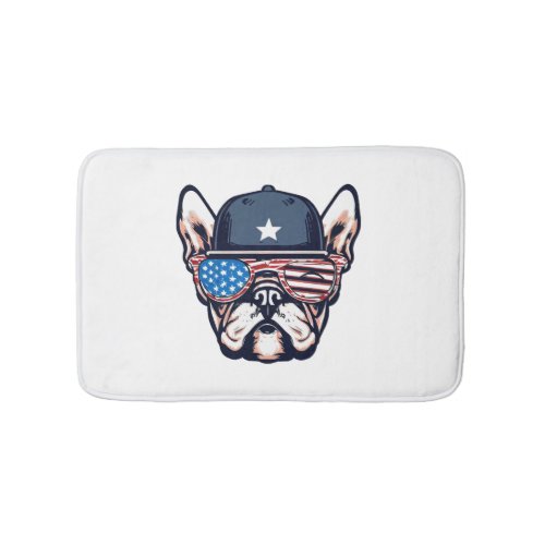 French Bulldog Weekend Party 4th of July Bath Mat