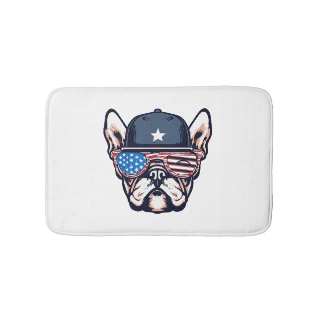 French Bulldog Weekend Party 4th of July Bath Mat (Front)