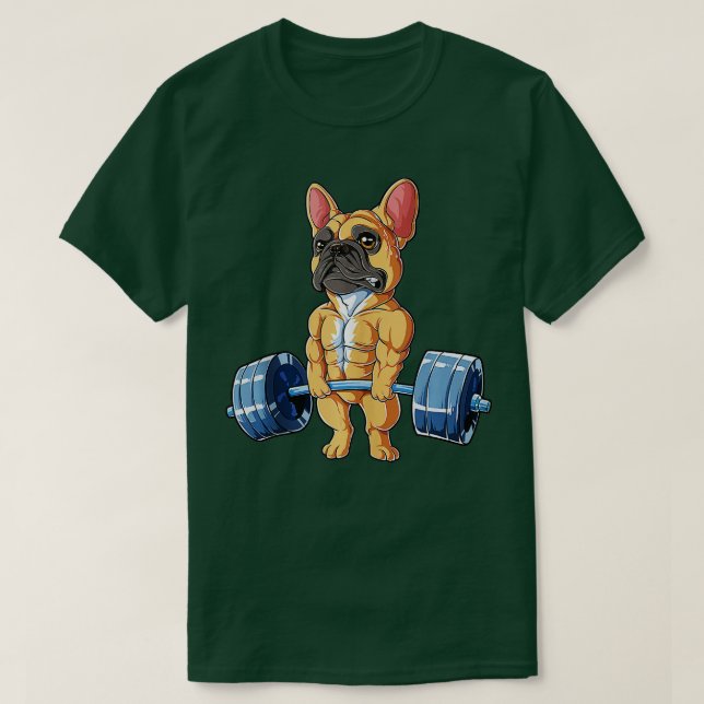 French Bulldog Weightlifting Fawn Deadlift Fitness T-Shirt (Design Front)