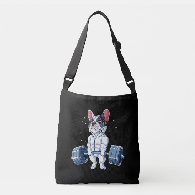 French Bulldog Weightlifting Funny Deadlift Gym Crossbody Bag (Front)