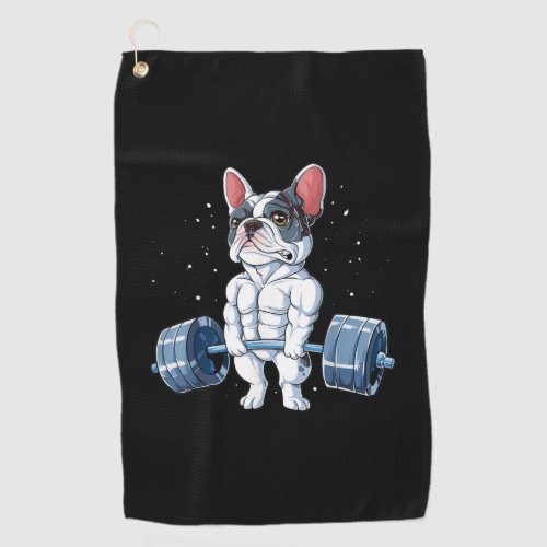 French Bulldog Weightlifting Funny Deadlift Gym Golf Towel