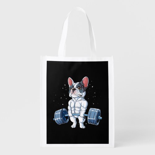 French Bulldog Weightlifting Funny Deadlift Gym Grocery Bag