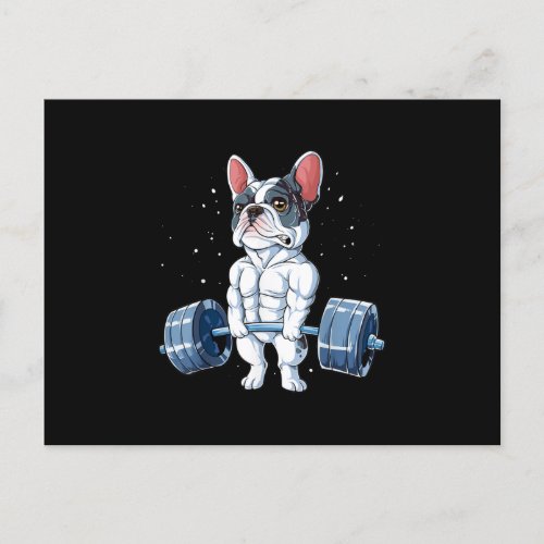 French Bulldog Weightlifting Funny Deadlift Gym Holiday Postcard