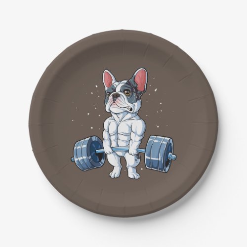 French Bulldog Weightlifting Funny Deadlift Gym Paper Plates