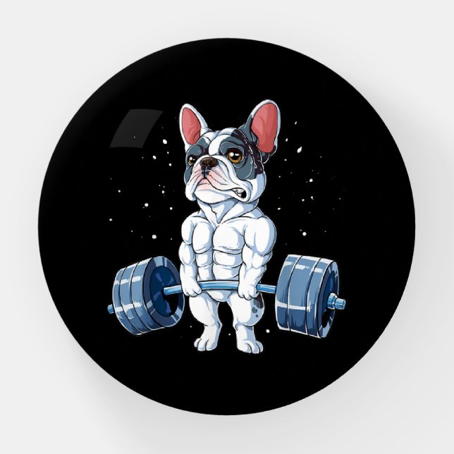 French Bulldog Weightlifting Funny Deadlift Gym Paperweight (Front)