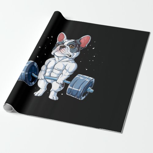 French Bulldog Weightlifting Funny Deadlift Gym Wrapping Paper