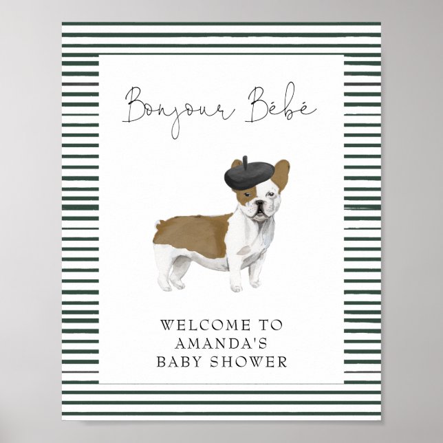 French Bulldog Welcome Baby Shower Poster (Front)