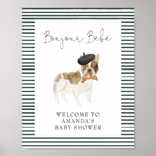 French Bulldog Welcome Baby Shower Poster