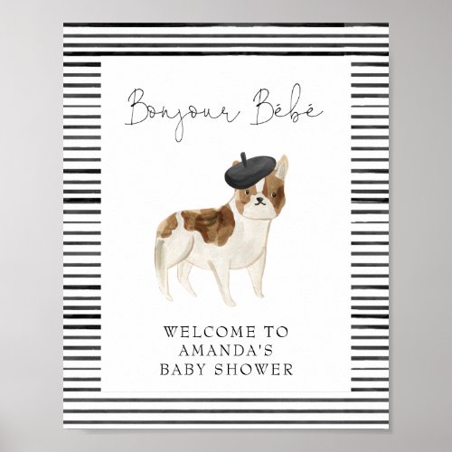 French Bulldog Welcome Baby Shower Poster