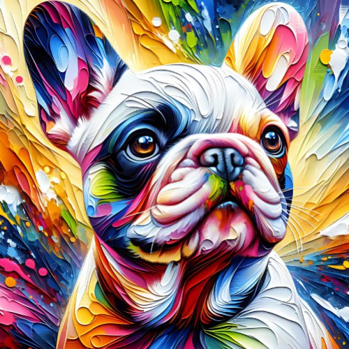 French Bulldog White Acrylic Print  Colorful Jigsaw Puzzle