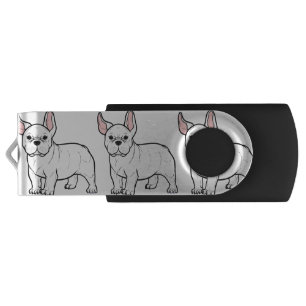 french bulldog white cartoon flash drive