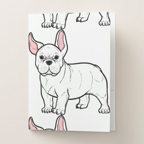 french bulldog white cartoon pocket folder