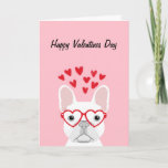 French Bulldog - white happy valentines day card