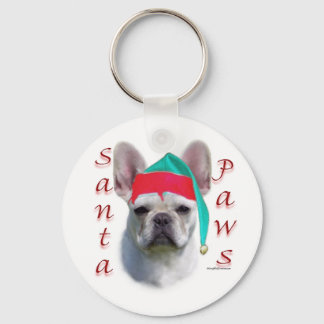 French Bulldog (wht) Santa Paws Keychain
