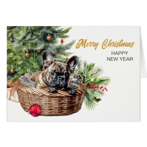 French Bulldog Wicker Basket Christmas Tree