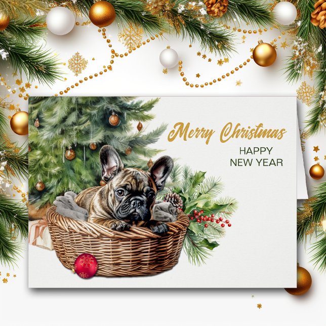 French Bulldog Wicker Basket Christmas Tree Cards (Creator Uploaded)