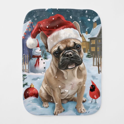 French Bulldog Winter Wonderland Christmas Joy Baby Burp Cloth