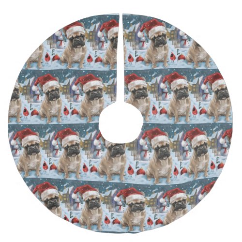 French Bulldog Winter Wonderland Christmas Joy Brushed Polyester Tree Skirt