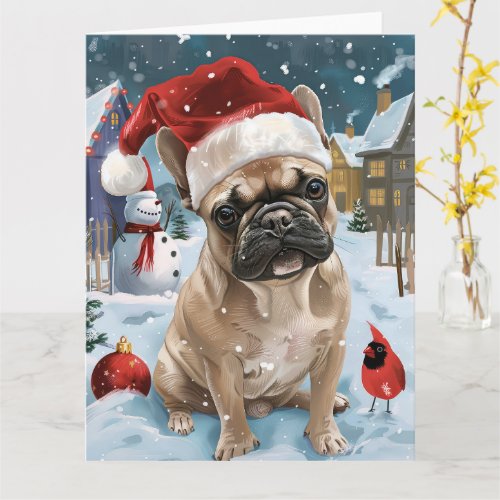 French Bulldog Winter Wonderland Christmas Joy Card