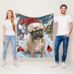 French Bulldog Winter Wonderland Christmas Joy Fleece Blanket