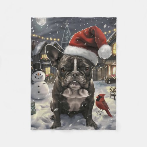 French Bulldog Winter Wonderland Christmas Joy Fleece Blanket