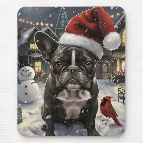 French Bulldog Winter Wonderland Christmas Joy Mouse Pad