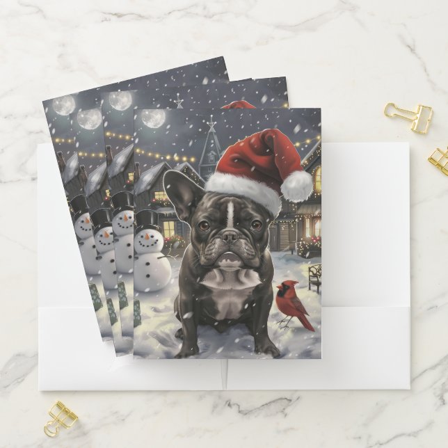 French Bulldog Winter Wonderland Christmas Joy Pocket Folder (In Situ)