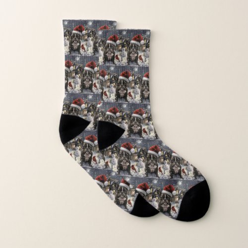 French Bulldog Winter Wonderland Christmas Joy Socks