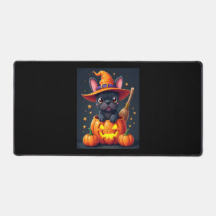 French Bulldog Witch Pumpkin Halloween Mens Womens Desk Mat
