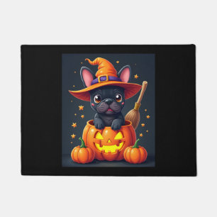 French Bulldog Witch Pumpkin Halloween Mens Womens Doormat