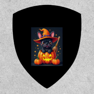 French Bulldog Witch Pumpkin Halloween Mens Womens Patch