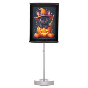 French Bulldog Witch Pumpkin Halloween Mens Womens Table Lamp
