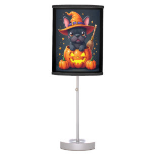 French Bulldog Witch Pumpkin Halloween Mens Womens Table Lamp