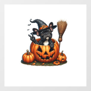 French Bulldog Witch Pumpkin Halloween Mens Womens Wall Decal