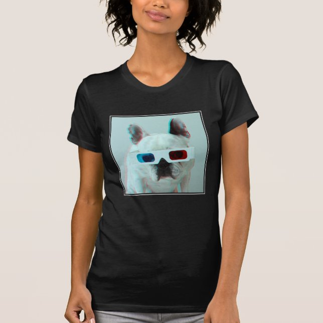 French Bulldog With 3D Glasses T-Shirt (Front)