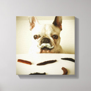 French Bulldog With A Mustache Canvas Print
