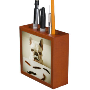 French Bulldog With A Mustache Pencil Holder