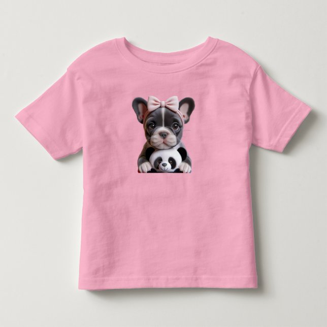  French Bulldog with a Pink Bow   Toddler T-shirt (Front)
