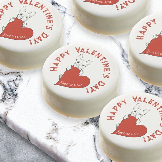 French Bulldog with a Red Heart Valentine's Day Chocolate Covered Oreo