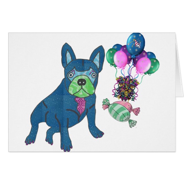 French Bulldog with balloons Cards (Front Horizontal)