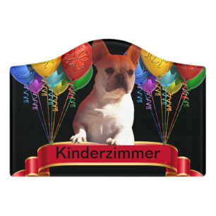 French Bulldog with balloons Door Sign