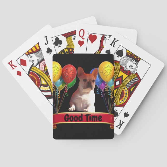 French Bulldog with balloons playing cards (Back)