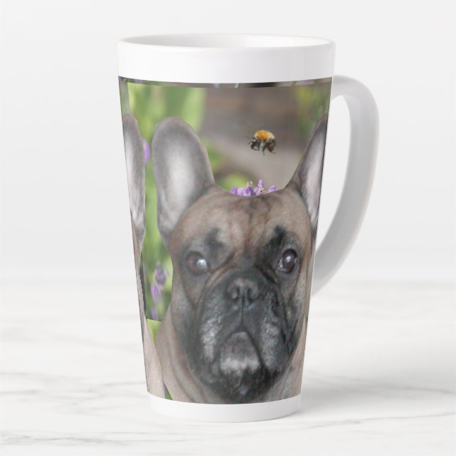 French Bulldog with bee Latte Mug (Right Angle)