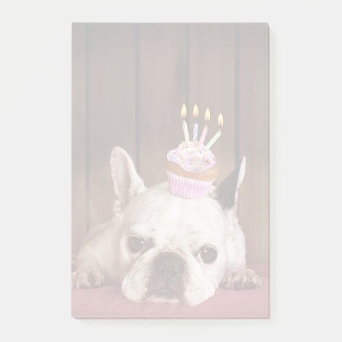 French Bulldog With Birthday Cupcake Post_it Notes