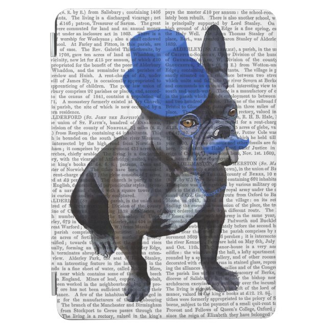 French Bulldog With Blue Top Hat and Moustache iPad Air Cover (Front)