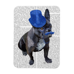 French Bulldog With Blue Top Hat and Moustache Magnet